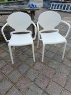 6 stoelen, stapelbaar, Huis en Inrichting, Stoelen, Ophalen, Kunststof, Wit, Zo goed als nieuw
