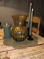 Groen setje vaas en led kaarsen, Ophalen, Minder dan 50 cm, Groen, Glas