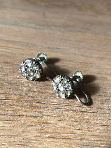 Vintage Zilveren Oorbellen met Strass beschikbaar voor biedingen