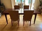 Robuuste 6p eettafel met 4 rotan stoelen, Huis en Inrichting, Tafels | Eettafels, Ophalen, Gebruikt, 200 cm of meer, 50 tot 100 cm