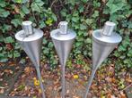3x Zilveren Olielampen voor Buiten, Tuin en Terras, Fakkels, Ophalen of Verzenden, Gebruikt