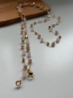 Handgemaakte ketting goud, champagne, roze - 90cm, Nieuw, Ophalen of Verzenden, Roze, Overige materialen
