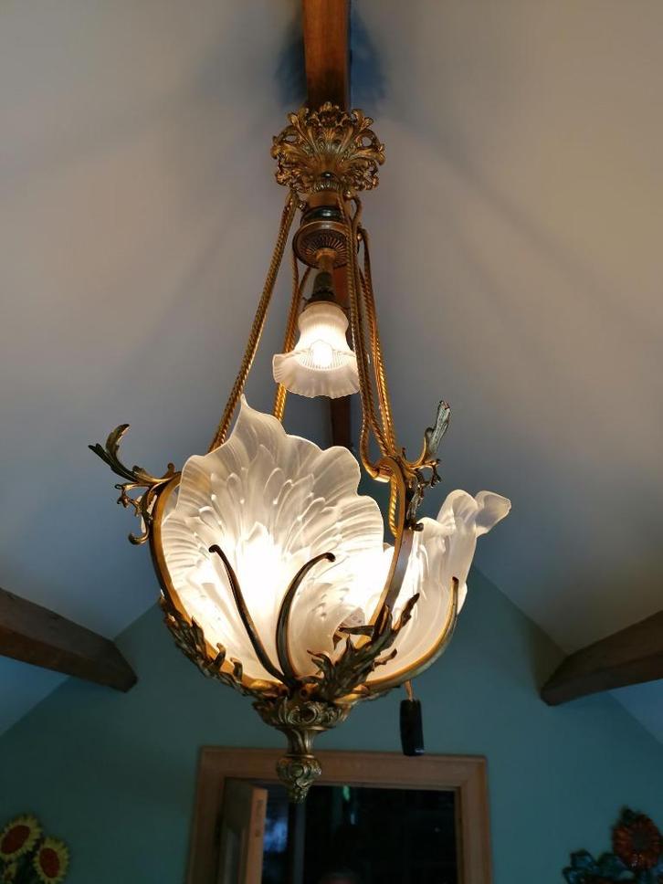 19e eeuwse Franse antiek bronzen D’ore Luchter, Antiek en Kunst, Antiek | Lampen, Ophalen