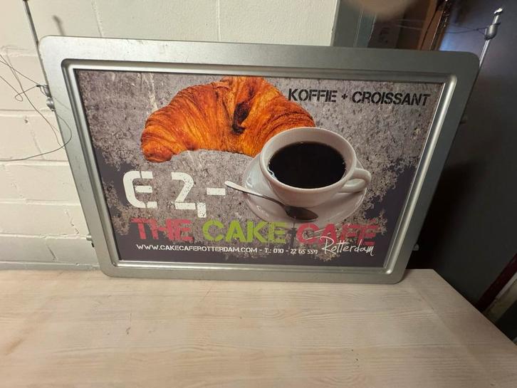 Dubbelzijdige Reclamebord - Koffie & Croissant, Verzamelen, Merken en Reclamevoorwerpen, Ophalen