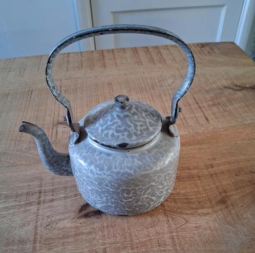Vintage Grijs Gewolkt Emaille Keteltje, Antiek en Kunst, Antiek | Emaille, Ophalen of Verzenden