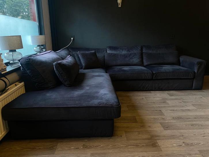 Velvet hoekbank antraciet, Huis en Inrichting, Banken | Complete zithoeken, Zo goed als nieuw, Ophalen of Verzenden