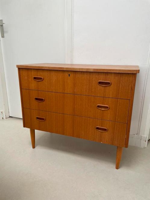 Vintage ladekast Deens design jaren 60 kast, Huis en Inrichting, Kasten | Ladekasten, Gebruikt, Minder dan 100 cm, 25 tot 50 cm