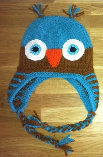 Warme zelf gebreide uilenmuts NIEUW! beschikbaar voor biedingen