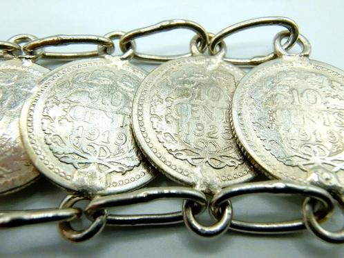 Zilveren dubbeltjes armband, Wilhelmina, 18 cm, Postzegels en Munten, Munten | Nederland, Losse munt, 10 cent, Koningin Wilhelmina