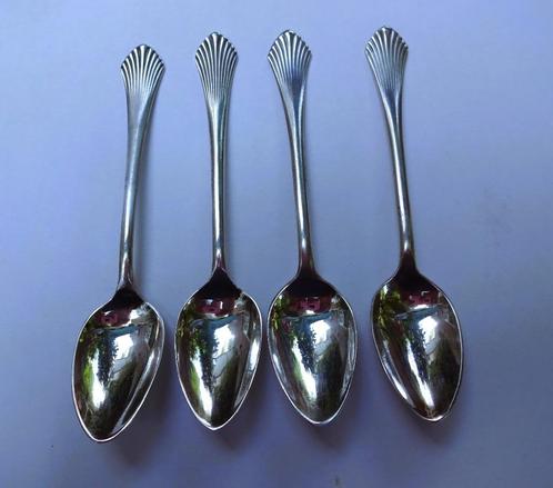 4 EPNS Theelepeltjes waaier topjes * 11.5 cm, Antiek en Kunst, Antiek | Bestek, Verzenden