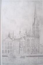 Poppe Damave - (1921-1988) - Spaarnekerk Haarlem - ets, Ophalen of Verzenden