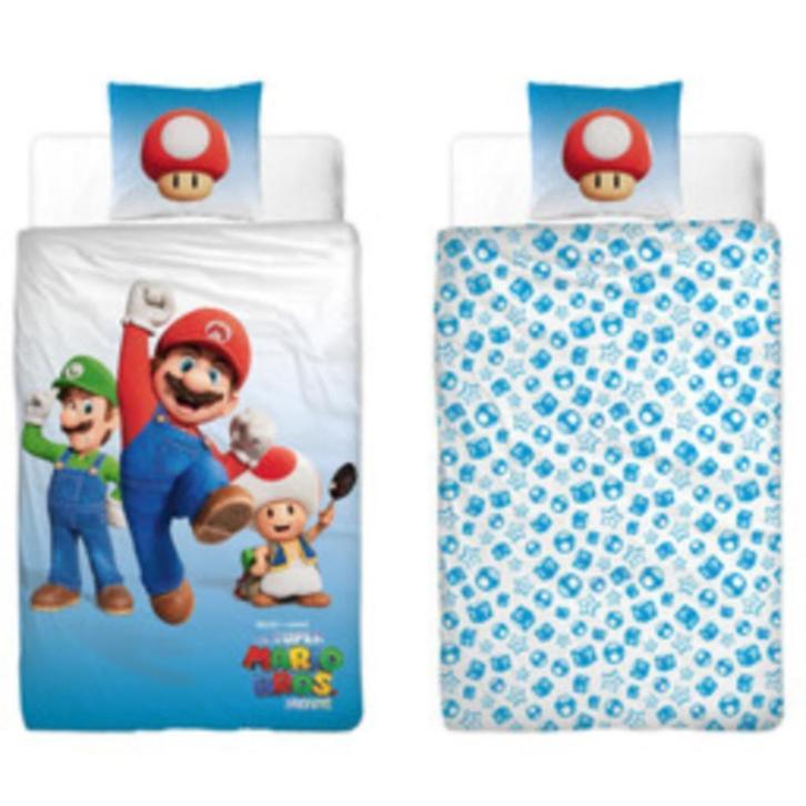 Super Mario Dekbedovertrek 140 x 200 cm. - Dubbelzijdig, Kinderen en Baby's, Kinderkamer | Beddengoed, Nieuw, Dekbedovertrek, Blauw
