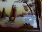 Art deco dienblad met afbeelding achter glas, boten, Antiek en Kunst, Antiek | Woonaccessoires, Ophalen of Verzenden