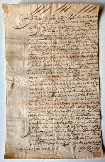 Oud manuscript, Gent , 1674 beschikbaar voor biedingen