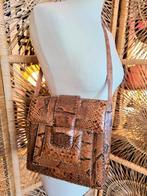 YV6182:Vintage 50's /60's Reptile Snakeskin Bag Tas, Ophalen of Verzenden, Gebruikt, Bruin, Handtas