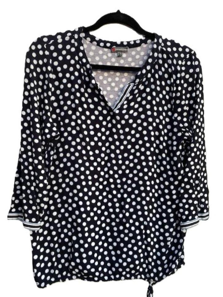 Street One shirt, donkerblauw, witte bollen, maat 40, Kleding | Dames, Blouses en Tunieken, Zo goed als nieuw, Maat 38/40 (M)