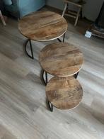 Mango Houten Salon Tafel Set - Top Kwaliteit!, Huis en Inrichting, Tafels | Bijzettafels, Minder dan 45 cm, Minder dan 55 cm, Rond
