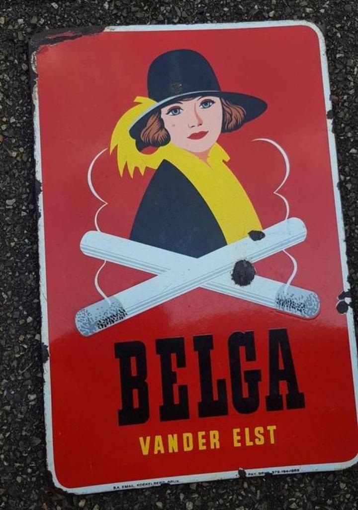 Vintage Belga vander elst emaillen reclame bord, Verzamelen, Merken en Reclamevoorwerpen, Gebruikt, Reclamebord, Ophalen of Verzenden