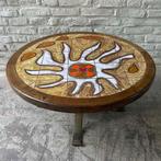 Vallauris tegeltafel,salontafel jaren 70, Ophalen, 100 tot 150 cm, Rond, 50 tot 100 cm