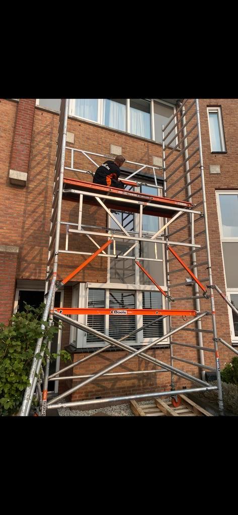 Steiger met rss en met kar te koop +/-10 - 12 meter ook rss, Doe-het-zelf en Verbouw, Steigers, Gebruikt, Gevelsteiger, 5 meter of hoger