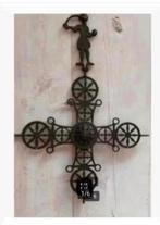 Religie Byzantijns kruis, metaal, 49 cm hg x 30 cm br., Antiek en Kunst, Antiek | Religie, Ophalen of Verzenden