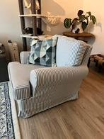 IKEA Barkaby fauteuil wit-blauw, Huis en Inrichting, Fauteuils, Ophalen, Gebruikt, Stof, 75 tot 100 cm
