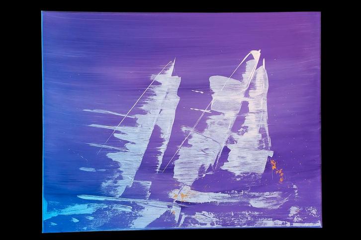 Zeilboten op Zee - Acryl Schilderij 40x50cm, Antiek en Kunst, Kunst | Schilderijen | Klassiek, Ophalen of Verzenden