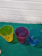 Vazen gekleurd glas drie stuks, Huis en Inrichting, Woonaccessoires | Vazen, Ophalen of Verzenden, 'T Olde Gre-j, Info@toldegrej.nl