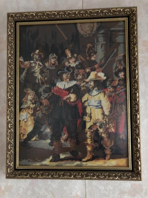 Schilderij Nachtwacht geborduurd, Antiek en Kunst, Kunst | Schilderijen | Klassiek, Ophalen