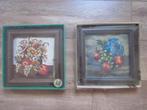 2 Pakketjes met voorbedrukt stramien + wol + omlijsting, Ophalen of Verzenden, Zo goed als nieuw, Handborduren, Borduurpakket