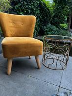 Cocktail stoeltje fauteuil oker fluweel, Vintage, Ophalen of Verzenden, Zo goed als nieuw, Stof