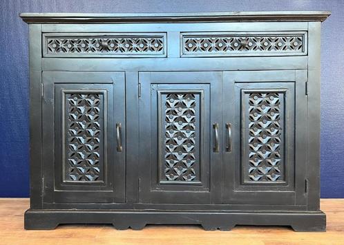 TV meubel Swaraj 122 X 39 X 87 zwarte finish 3 deuren, Huis en Inrichting, Kasten | Televisiemeubels, Minder dan 100 cm, 100 tot 150 cm