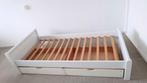 Eenpersoonsbed gratis 90x200 met opberglades en lattenbodem, Gebruikt, 90 cm, Eenpersoons, Wit