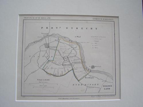 Kuyper landkaartje gem. Hagestein uit 1867, veel details, Boeken, Atlassen en Landkaarten, Zo goed als nieuw, Landkaart, Nederland