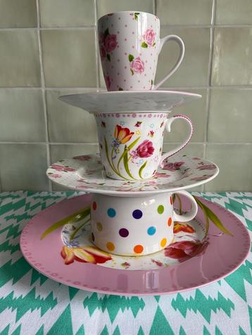 Unieke kleurrijke Etagère high tea set Ollily stijl beschikbaar voor biedingen