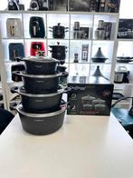 8-Delige Pannenset Zwart - 20/24/28/32cm, Pannenset, Ophalen of Verzenden, Keramische plaat, Nieuw