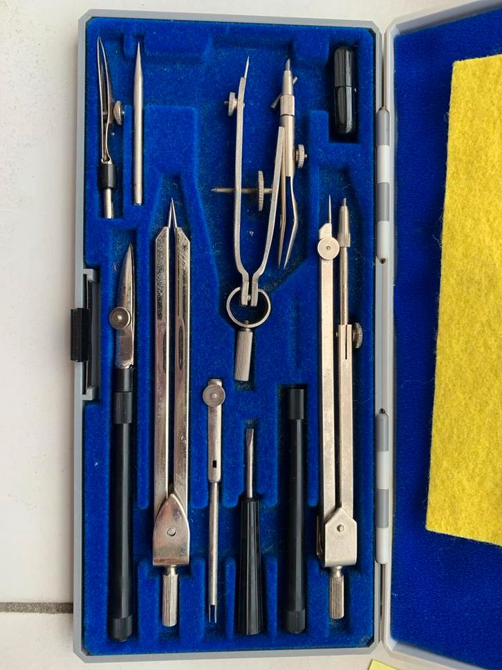 Vintage Passerdoos Tekeninstrumenten Compleet, Antiek en Kunst, Antiek | Gereedschap en Instrumenten, Ophalen of Verzenden