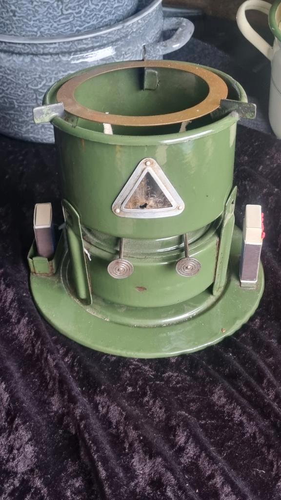 Vintage Emaille 2 pits Petroleumstel - Als Nieuw!, Antiek en Kunst, Antiek | Emaille, Ophalen of Verzenden