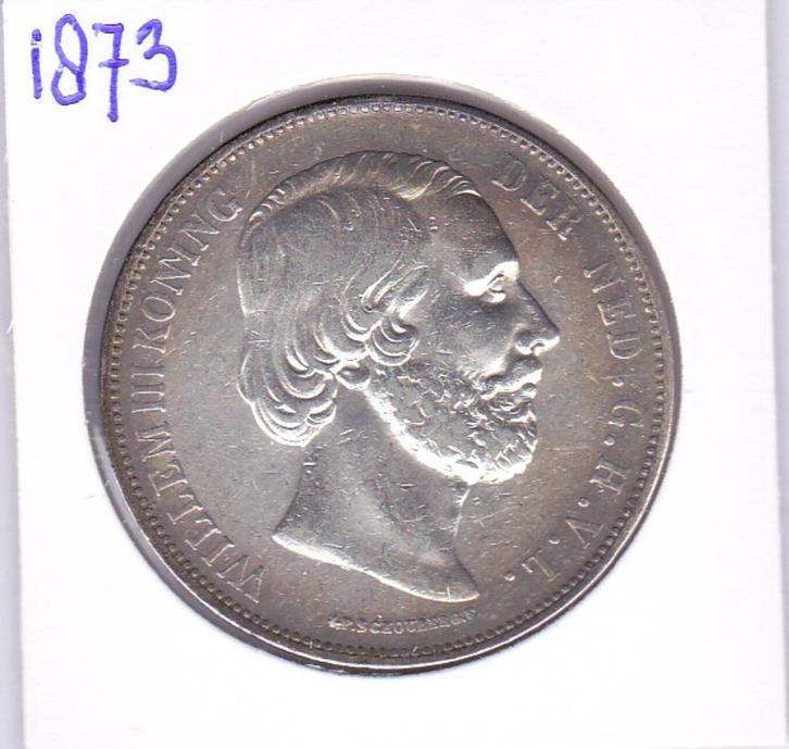 Rijksdaalder 1873 Willem 3 voor 49 euro***, Postzegels en Munten, Munten | Nederland, Losse munt, 2½ gulden, Koning Willem III