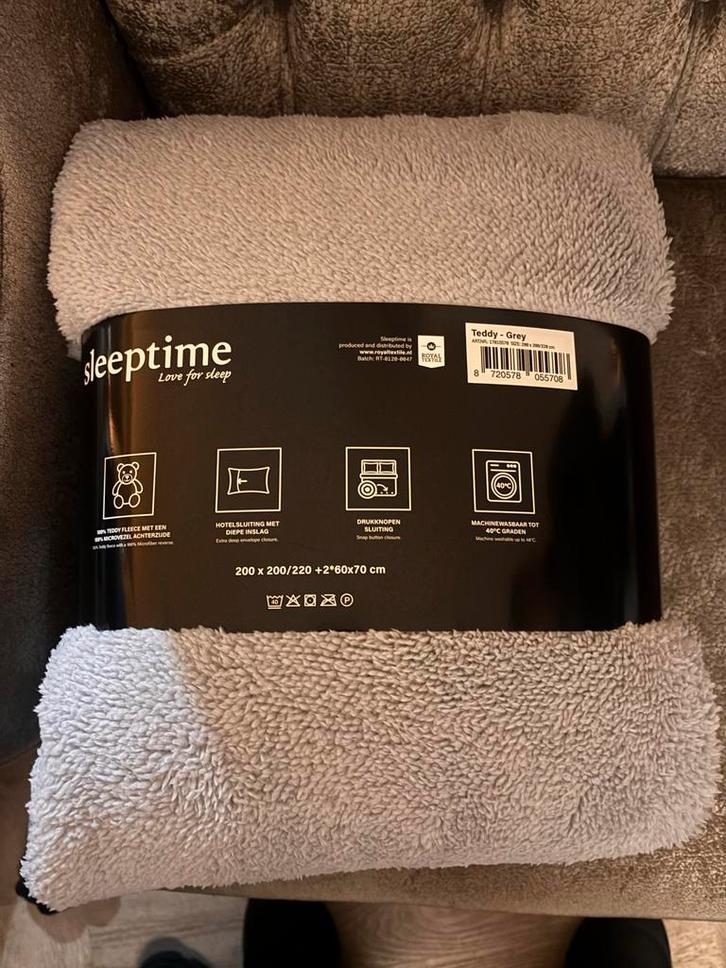 Sleeptime Teddy Dekbedovertrek - Grijs/Wit zwart blauw roze, Huis en Inrichting, Slaapkamer | Beddengoed, Nieuw, Dekbedovertrek