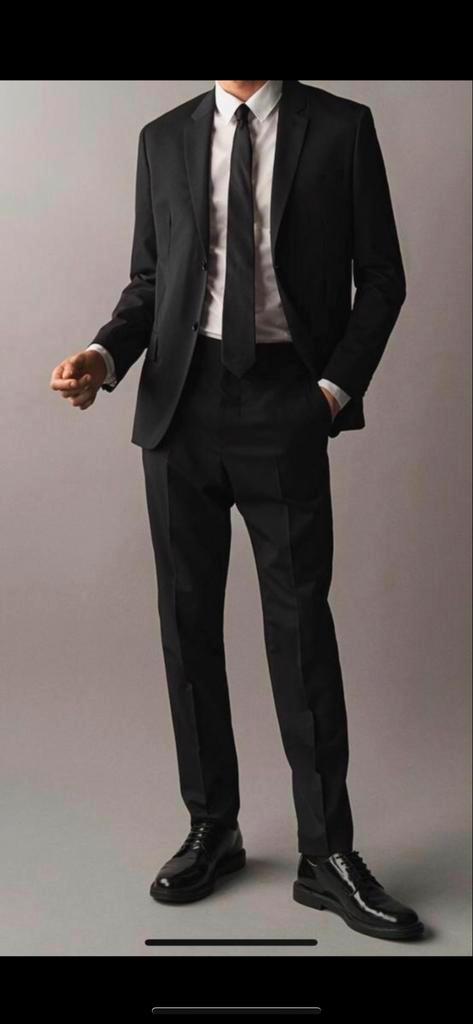 Zwarte Kostuum/Pak Wolmix H&M, Kleding | Heren, Kostuums en Colberts, Zo goed als nieuw, Maat 52/54 (L), Zwart, Ophalen of Verzenden