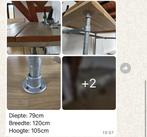 Industriële tafels+bankjes/massief hout & steigerbuis frame, Ophalen, Gebruikt