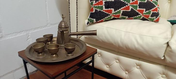 Oosterse Koffieset - Koffiekan, Cups & Serveerschaal, Antiek en Kunst, Antiek | Koper en Brons, Ophalen of Verzenden