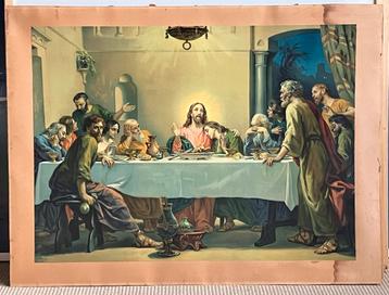 Religieuze Prenten Laatste Avondmaal - Antiek Kunstwerkjes beschikbaar voor biedingen
