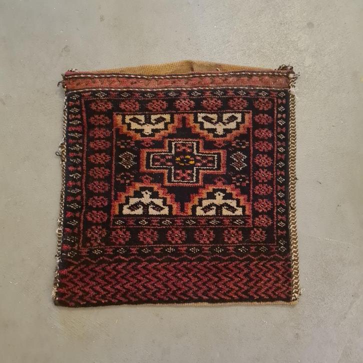 Perzische Handgeknoopte Wollen Zadeltas circa 1950, Antiek en Kunst, Antiek | Kleden en Textiel, Ophalen of Verzenden