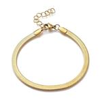 Stainless steel visgraat armband 4mm goud met verlengketting, Verzenden, Nieuw, Goud, Overige materialen