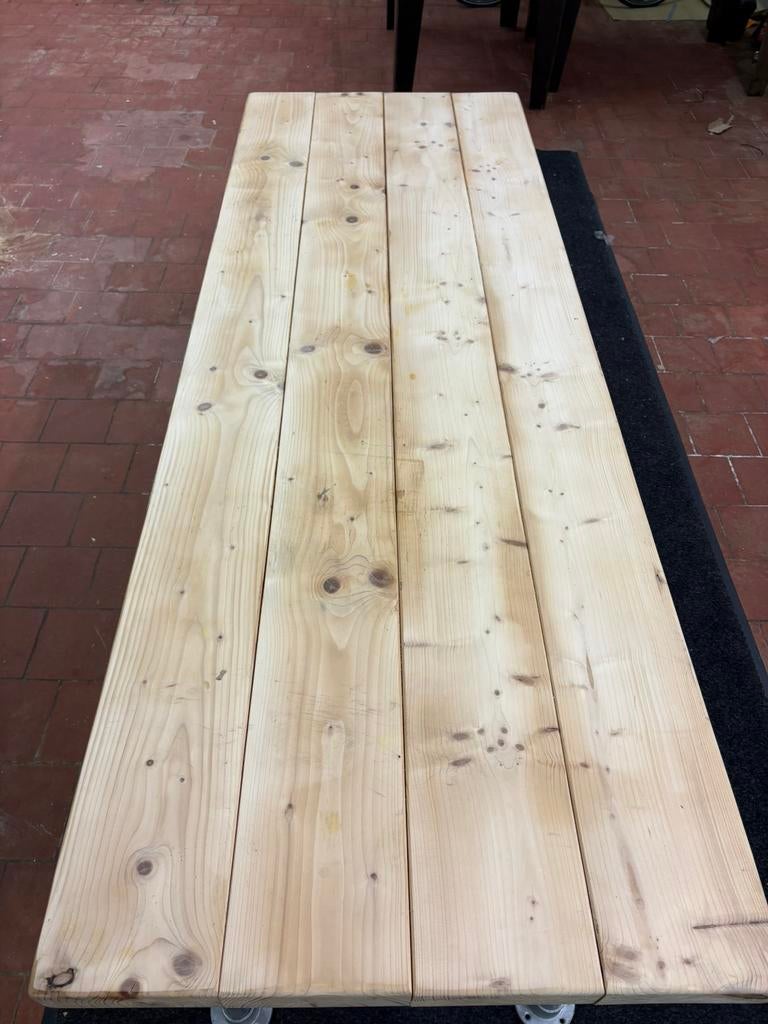 Robuuste steigerhouten tafel 70 mm dik, Ophalen, Zo goed als nieuw, 250 cm of meer, Planken