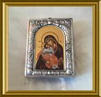 Klein echt zilveren lijstje met maria ikoon, Antiek en Kunst, Ophalen of Verzenden, Zilver