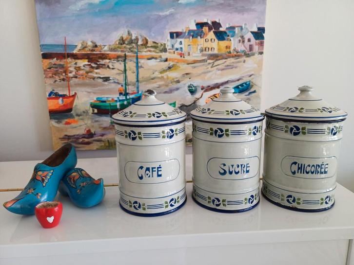 Franse bussenset met motief - nette staat, Antiek en Kunst, Antiek | Emaille, Ophalen of Verzenden