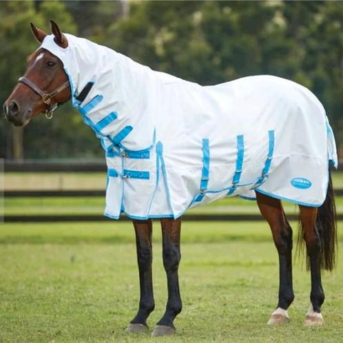 Weatherbeeta Eczeemdeken Sweet Itch Combo Neck Wit/Blauw 6'9, Dieren en Toebehoren, Paarden en Pony's | Dekens en Dekjes, Zo goed als nieuw